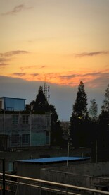 晚霞 天空 建筑剪影 树木