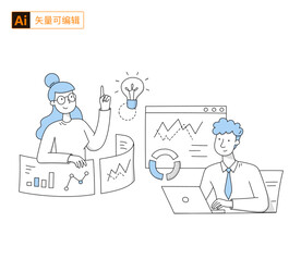 线性卡通职场人物