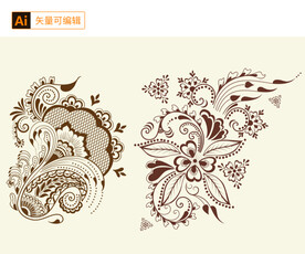 华丽花纹矢量素材