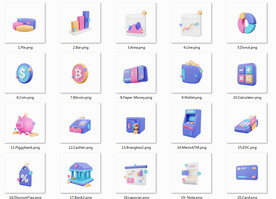 3D立体卡通金融图标