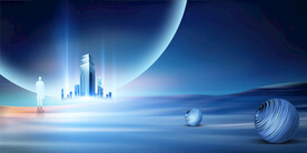 蓝色科技城市展板