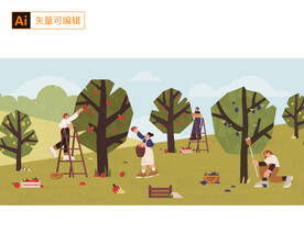 果园丰收插画