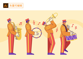 演奏的人插画素材