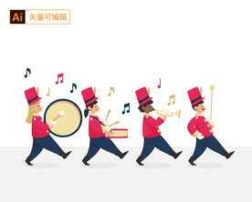 仪仗队卡通插画