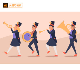仪仗队人物插画