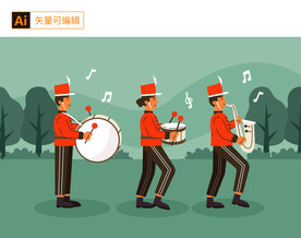 迎宾乐队插画