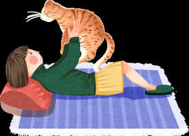 女孩抱着猫