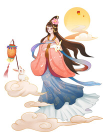 中秋国潮敦煌配色嫦娥玉兔灯笼