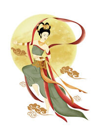 中秋国潮敦煌配色嫦娥人物