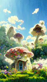 儿童画蘑菇屋 