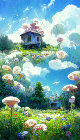 唯美的童画蘑菇屋