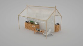 摊位摆摊木房子集市