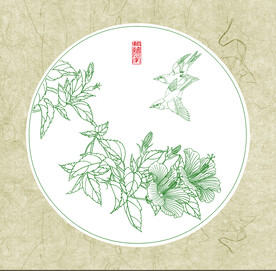 花鸟白描图