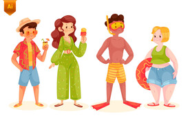 度假人物插画