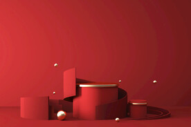 红色c4d背景