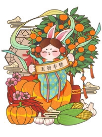 2022兔子插画元素