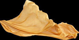 免扣金色绸缎飘带透明PNG素材