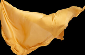 免扣金色绸缎飘带透明PNG素材