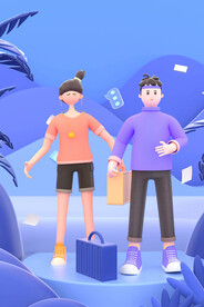 3D商务c4d卡通蓝色立体场景