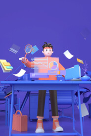 c4d三维立体蓝色3D商务风