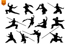 武术人物剪影