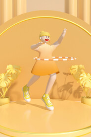 夏季3D卡通人物橙色小清新