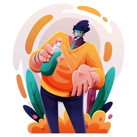 男子口罩防疫插画元素