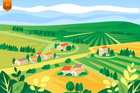 农田农庄矢量插画