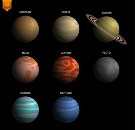 太阳系行星矢量图