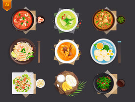 美食炒菜俯视图