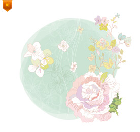 手绘牡丹花朵