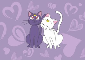 萌宠猫咪爱情爱心手绘 