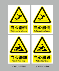 当心滑倒