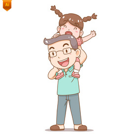 父与女插画