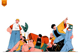 潮流青年人物插画