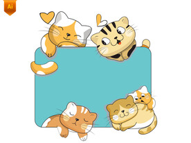 可爱小猫卡通边框