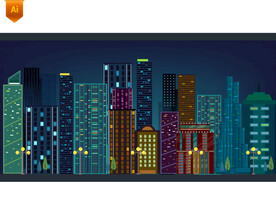 夜晚城市插画