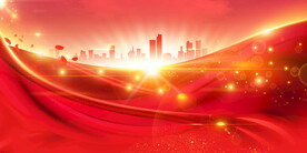 城市红色金色欢迎