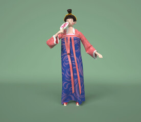 C4D模型侍女