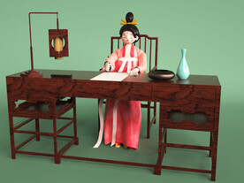 C4D模型古风少女