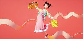 C4D模型古代小女孩