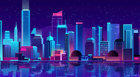 城市倒影插画