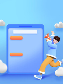 蓝色科技3D人物互联网背景