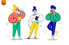 创意卡通人物插画