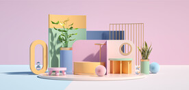 C4D模型 粉色展台