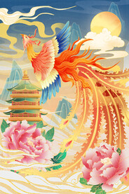 国潮凤凰插画