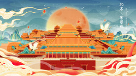 国潮建筑背景