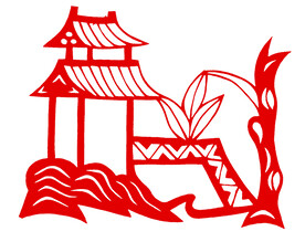 亭子 窗花 剪纸