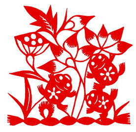青蛙 莲塘 窗花 剪纸