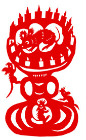老鼠 油灯 窗花 剪纸